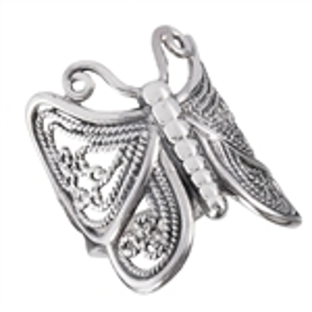 High Polish Filigree Butterfly Ring Stainless Steel Animal Wings Band Sizes 6-10