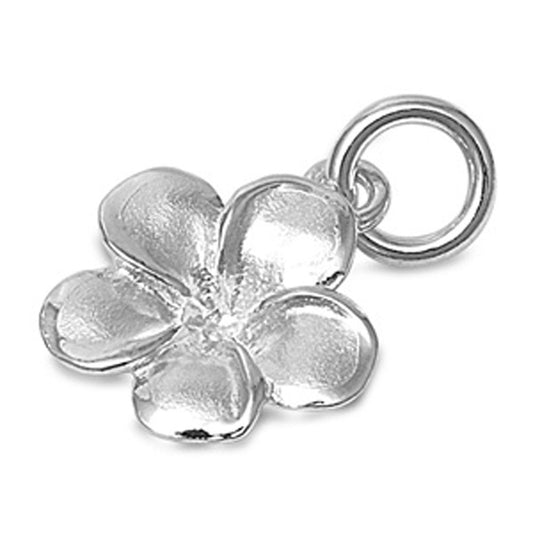 High Polish Plumeria Pendant .925 Sterling Silver Flower Nature Plant Charm