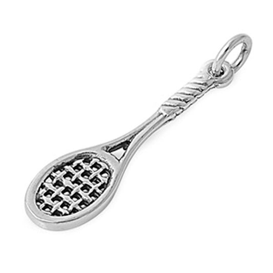 Open Net Tennis Racquet Pendant .925 Sterling Silver Sports Fitness Team Charm