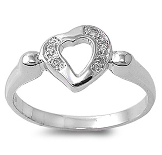 Clear CZ Fashion Heart Promise Ring New .925 Sterling Silver Band Sizes 5-10