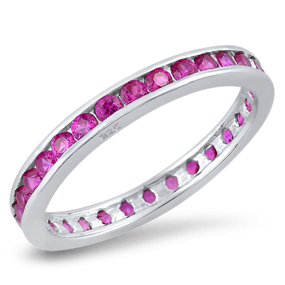 Ruby CZ Simple Elegant Thumb Polished Ring .925 Sterling Silver Band Sizes 4-10