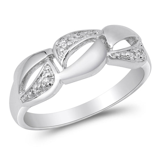 Clear CZ Beautiful Infinity Link Chain Ring .925 Sterling Silver Band Sizes 5-9