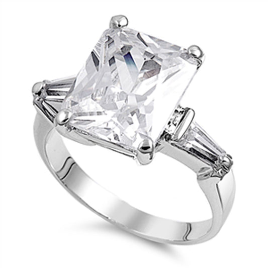 Clear CZ Polished Solitaire Elegant Ring New 925 Sterling Silver Band Sizes 4-11