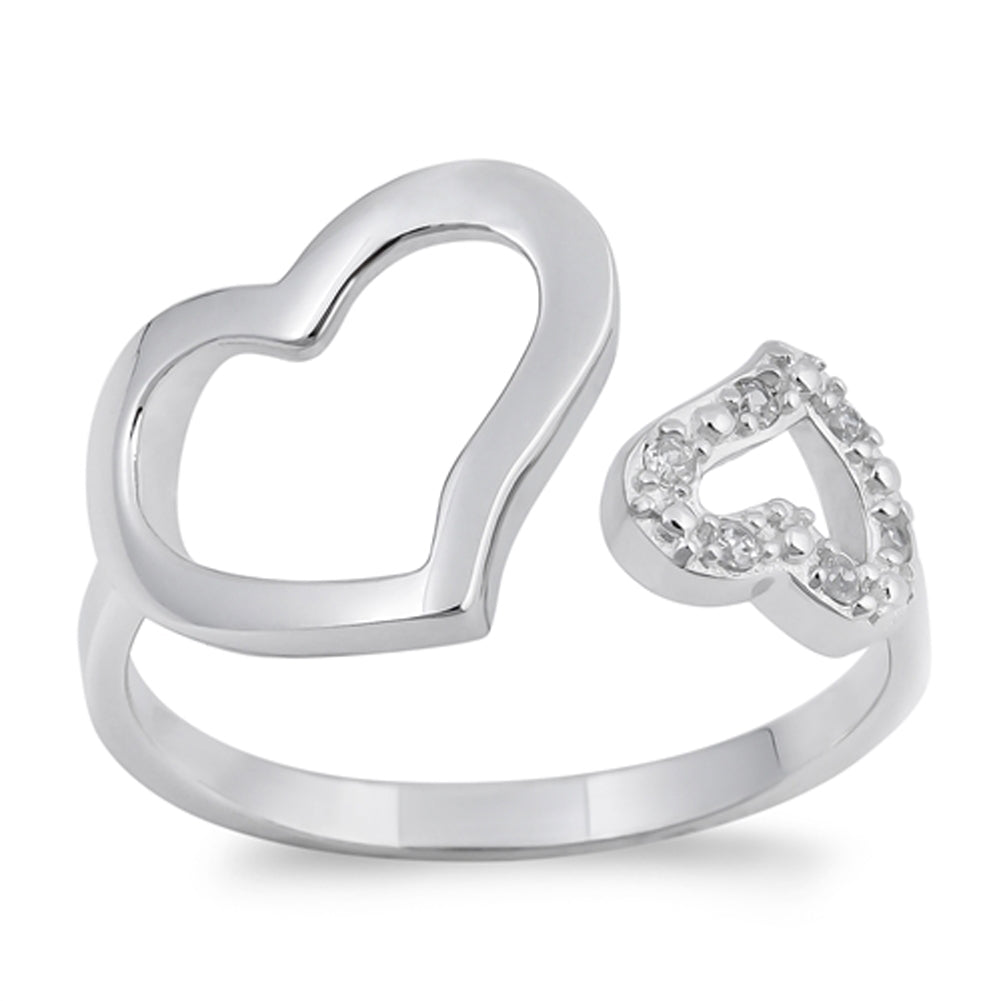 Clear CZ Open Heart Promise Girl's Ring New .925 Sterling Silver Band Sizes 4-9