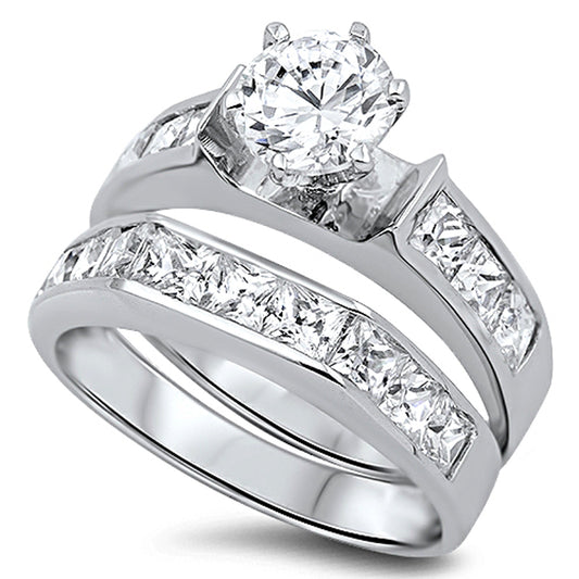 Clear CZ Polished Elegant Solitaire Ring New 925 Sterling Silver Band Sizes 4-10