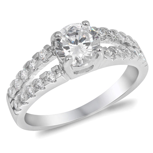 Clear CZ Solitaire Engagement Open Ring New .925 Sterling Silver Band Sizes 5-10