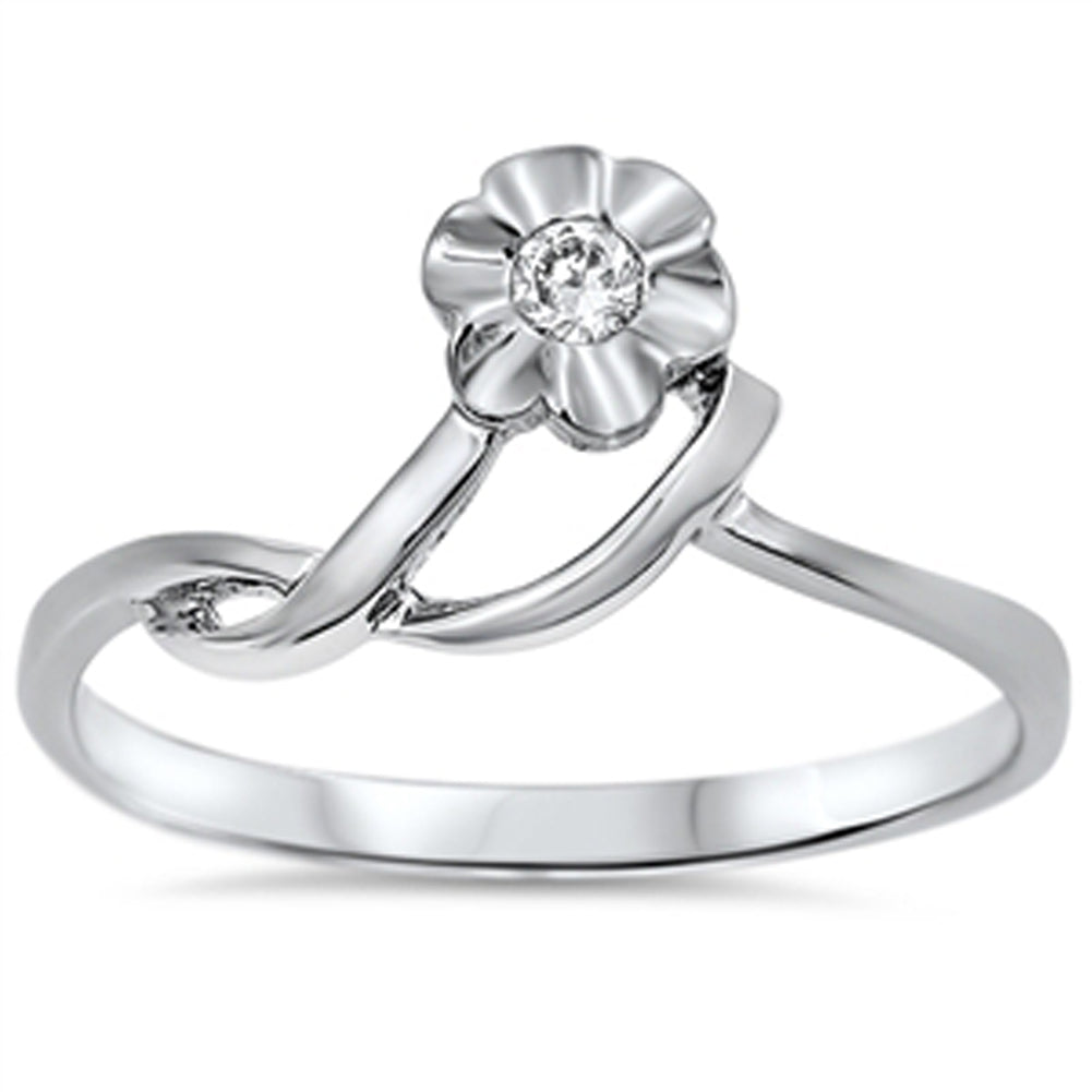 Clear CZ Flower Blossom Abstract Ring .925 Sterling Silver Thumb Band Sizes 4-9