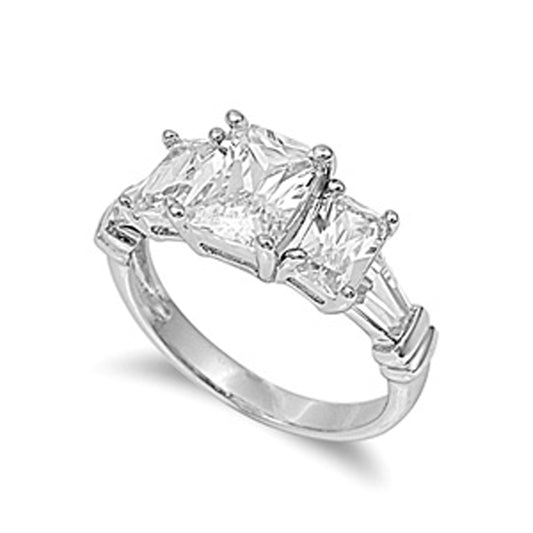 Clear CZ Shiny Polished Bridal Ring New .925 Sterling Silver Band Sizes 5-10