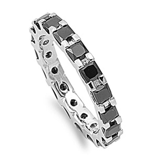 Black CZ Modern Stackable Ring New .925 Sterling Silver Thumb Band Sizes 5-10