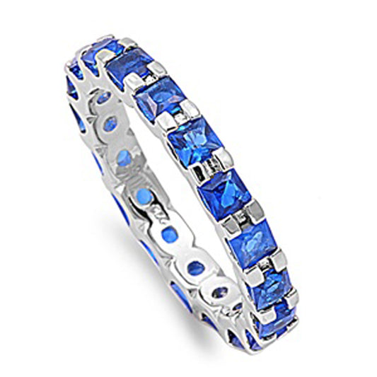 Blue Sapphire CZ Stacking Chic Unique Ring .925 Sterling Silver Band Sizes 5-10