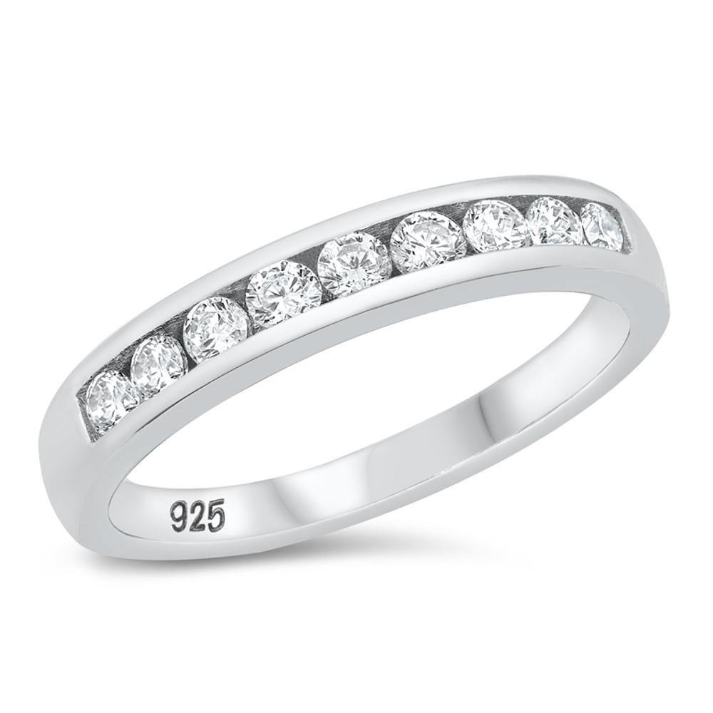 Clear CZ Polished Stacking Ring New .925 Sterling Silver Thumb Band Sizes 3-12