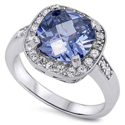 Blue Sapphire CZ Retro Anniversary Ring New .925 Sterling Silver Band Sizes 5-10