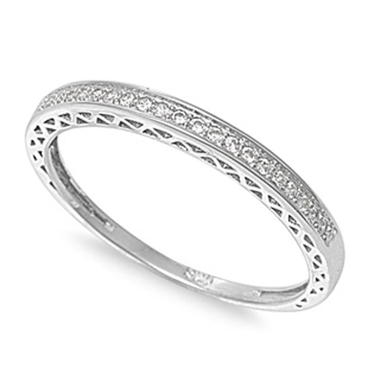 Sterling Silver Womans Clear CZ Eternity Ring Beautiful 925 Band 2mm Sizes 4-10