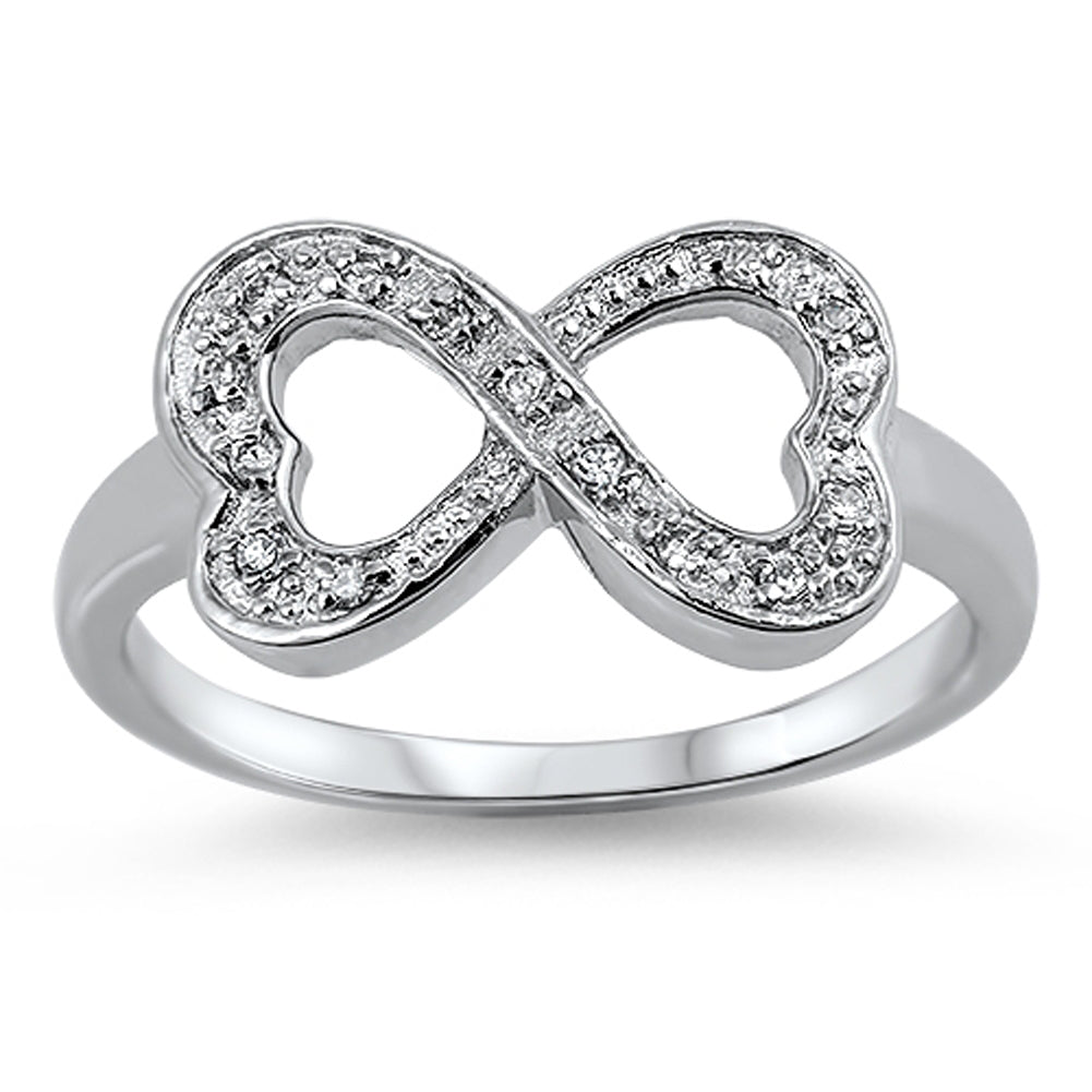 Clear CZ Heart Infinity Love Cutout Ring New 925 Sterling Silver Band Sizes 5-10