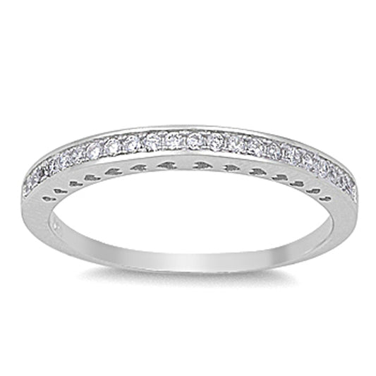 Stackable Wedding Band White CZ Fashion Ring New .925 Sterling Silver Sizes 4-10