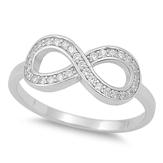 Infinity Clear CZ Forever Promise Ring New .925 Sterling Silver Band Sizes 4-10