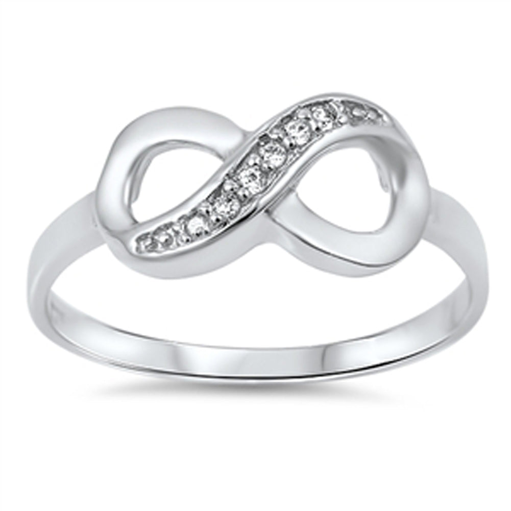 Infinity Forever White CZ Fashion Ring New .925 Sterling Silver Band Sizes 5-10