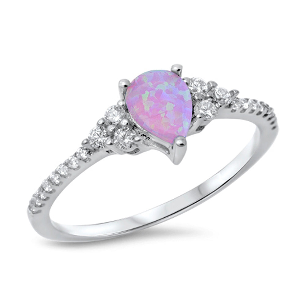 Classic Pink Lab Opal .925 Sterling Silver Band Sizes 4-12