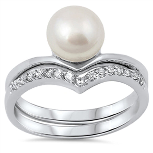 Freshwater Pearl Elegant Solitaire Ring New .925 Sterling Silver Band Sizes 5-10