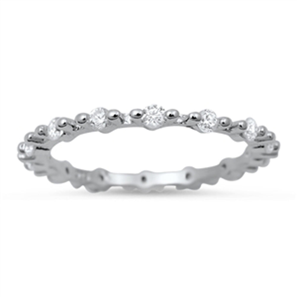 Eternity Clear CZ Beautiful Ring .925 Sterling Silver Stackable Band Sizes 4-10