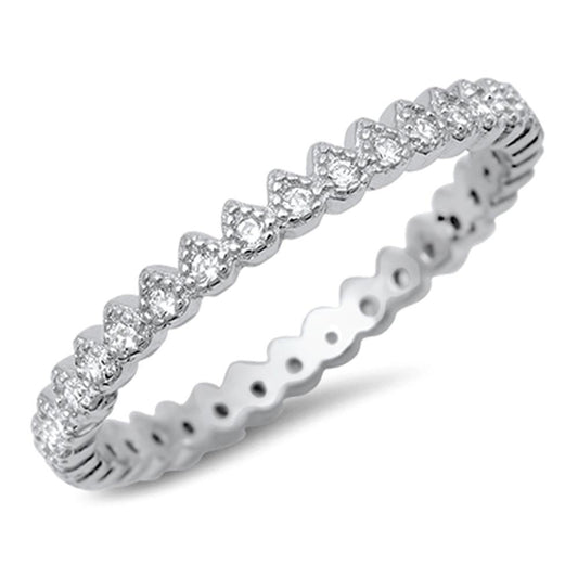 Eternity White CZ Beautiful Ring .925 Sterling Silver Stackable Band Sizes 4-10