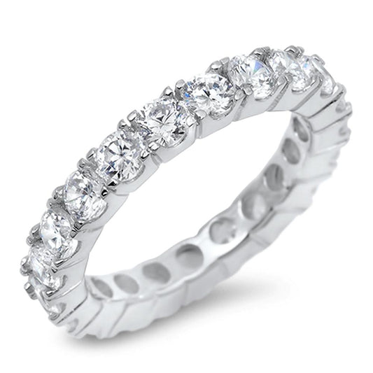 Eternity Stackable White CZ Promise Ring New 925 Sterling Silver Band Sizes 5-10