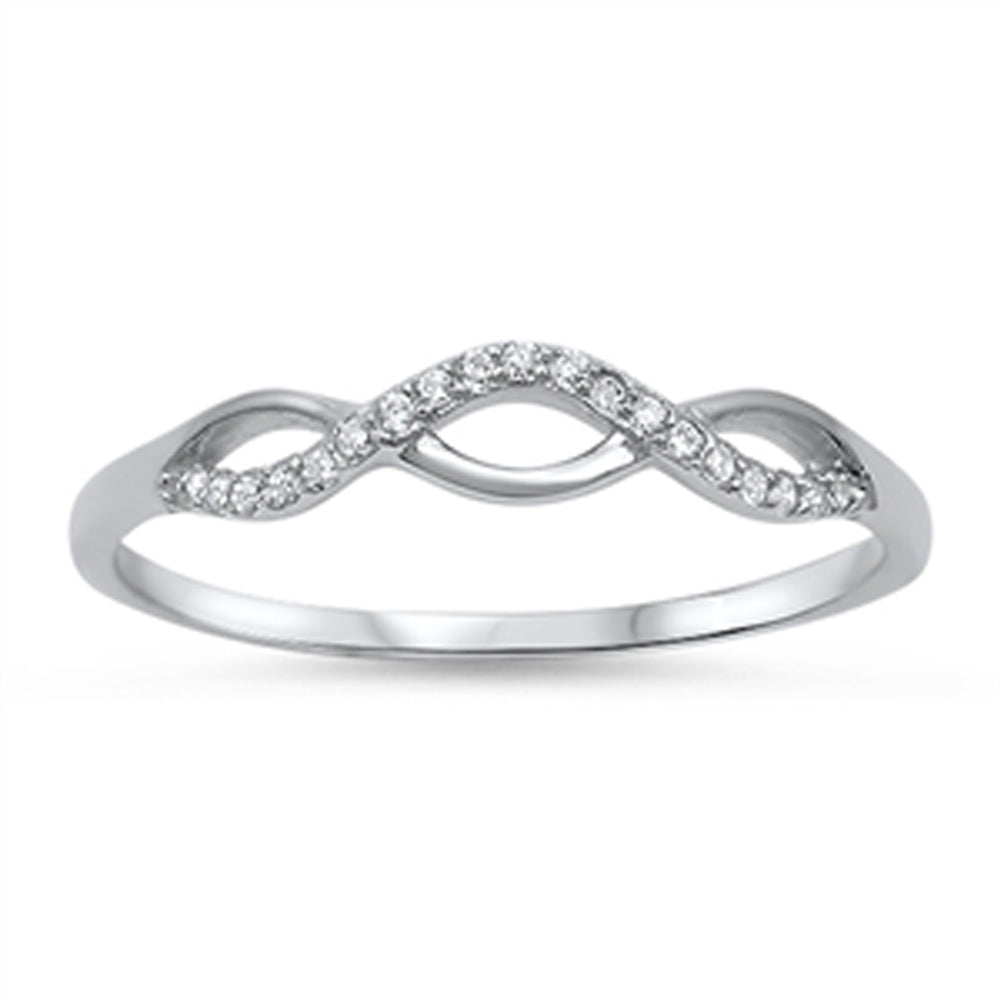 Infinity Love White CZ Cute Promise Ring New 925 Sterling Silver Band Sizes 4-10