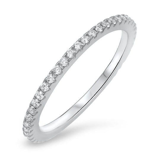 Eternity Stackable Clear CZ Beautiful Ring .925 Sterling Silver Band Sizes 4-10