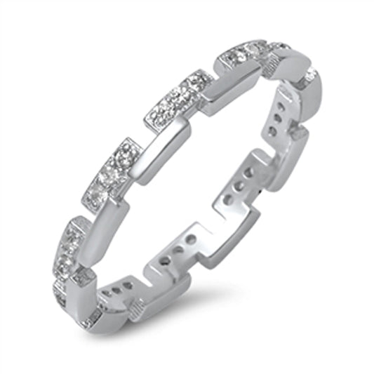 Eternity White CZ Wholesale Ring .925 Sterling Silver Stackable Band Sizes 4-10