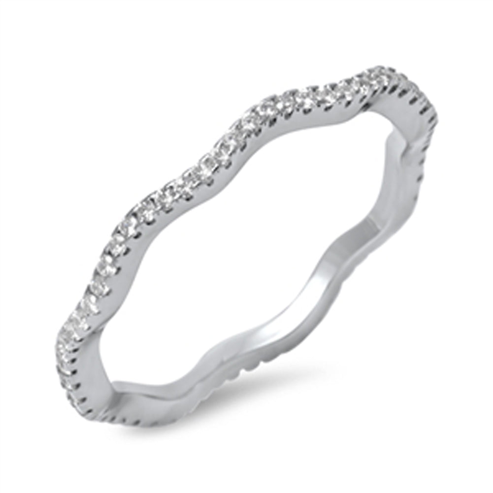 Eternity Stackable White CZ Promise Ring New 925 Sterling Silver Band Sizes 4-10