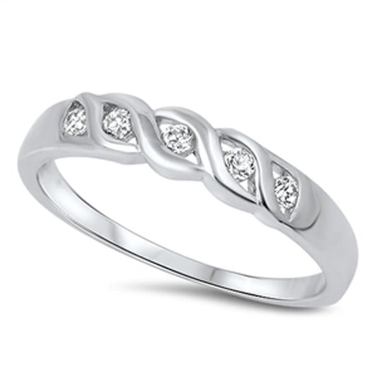 Infinity Wave Clear CZ Beautiful Ring New .925 Sterling Silver Band Sizes 5-10