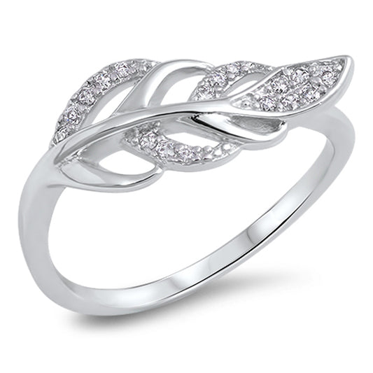 Clear CZ Cutout Tree Leaf Ring New .925 Sterling Silver Band Sizes 5-10