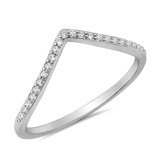 Chevron Pointed Tiara Clear CZ Thumb Ring .925 Sterling Silver Band Sizes 4-10