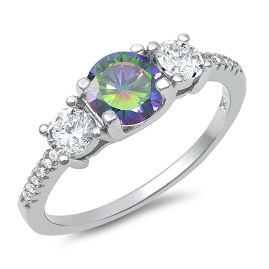 Rainbow Topaz CZ Unique Engagement Ring New .925 Sterling Silver Band Sizes 4-10