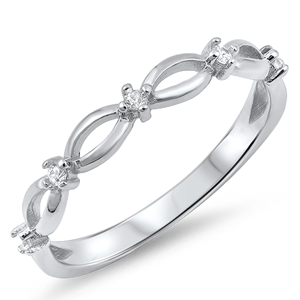 Infinity Loop Knot White CZ Cute Ring New .925 Sterling Silver Band Sizes 3-10