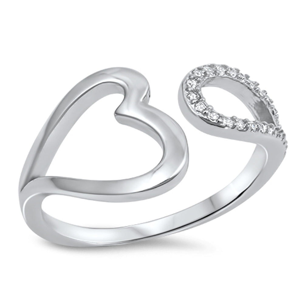 Open Clear CZ Infinity Heart Promise Ring .925 Sterling Silver Band Sizes 4-10