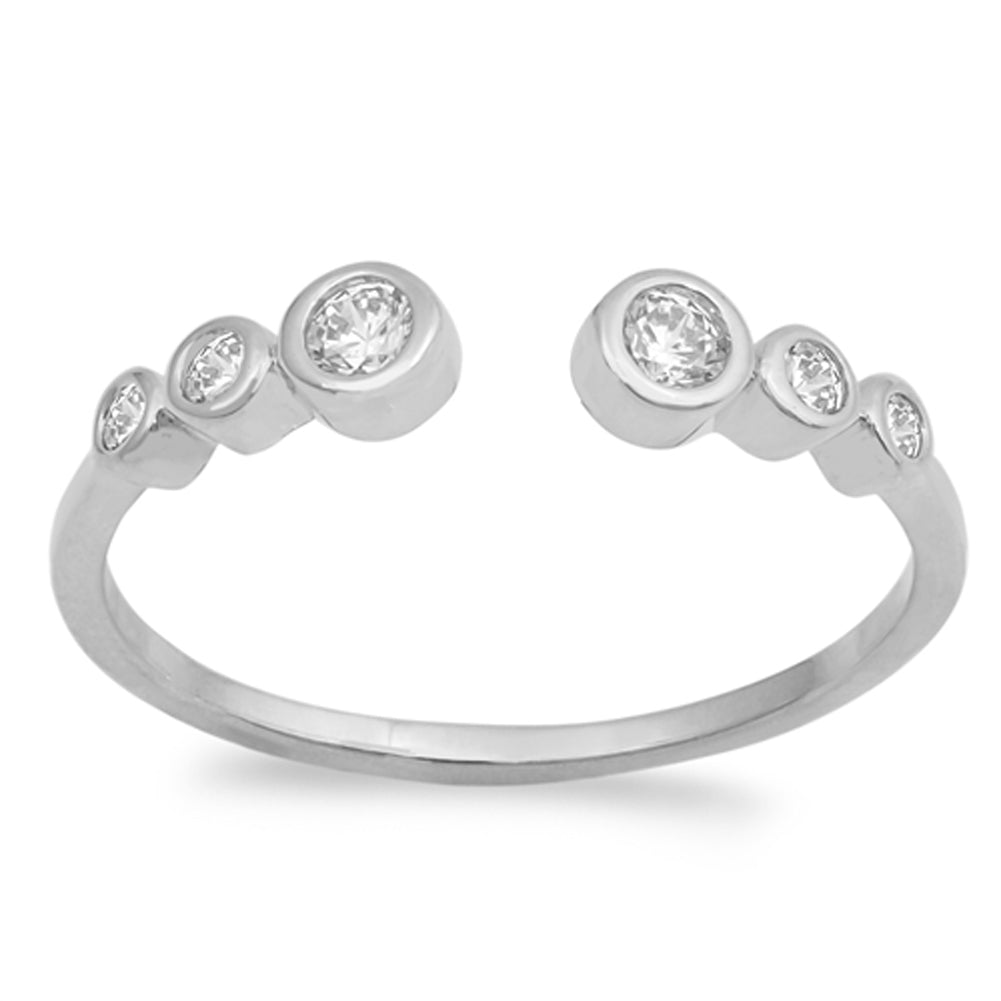 Open Journey White CZ Flexible Cute Ring New 925 Sterling Silver Band Sizes 4-10