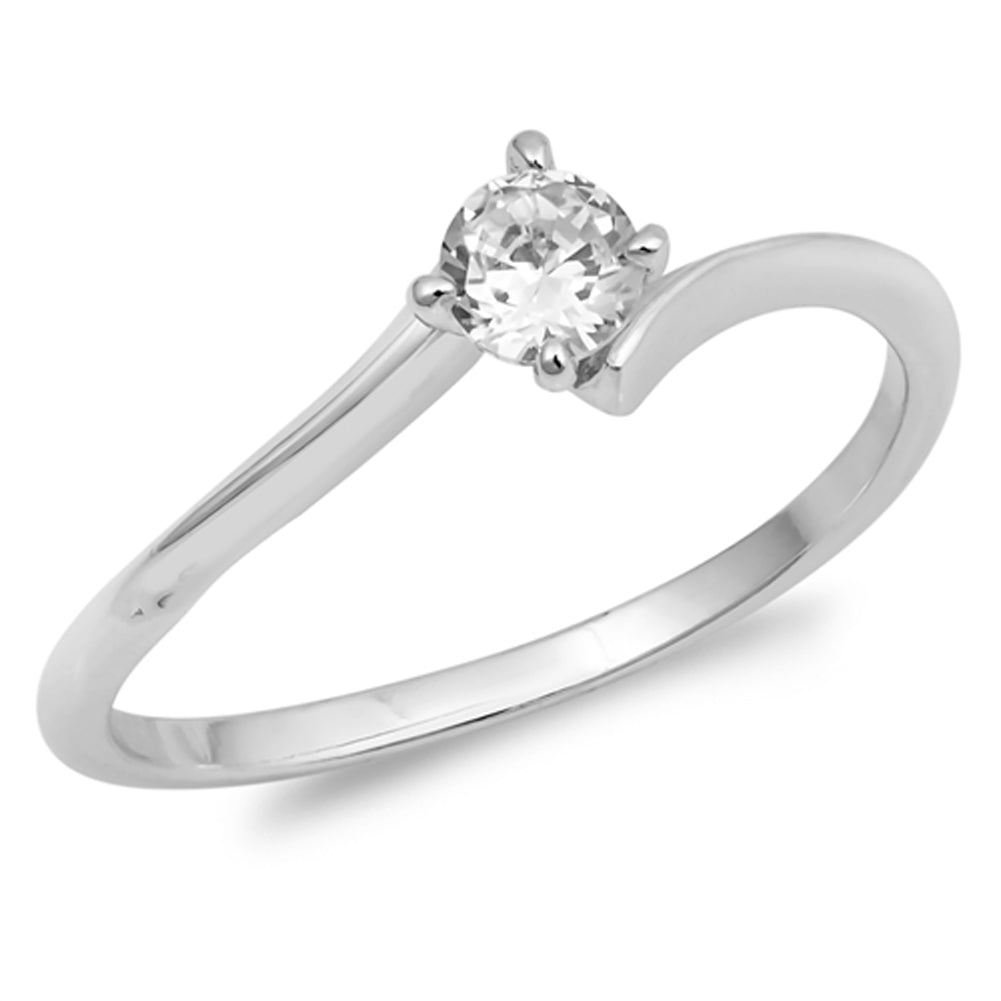 Round Solitaire White CZ Wholesale Ring New .925 Sterling Silver Band Sizes 4-9