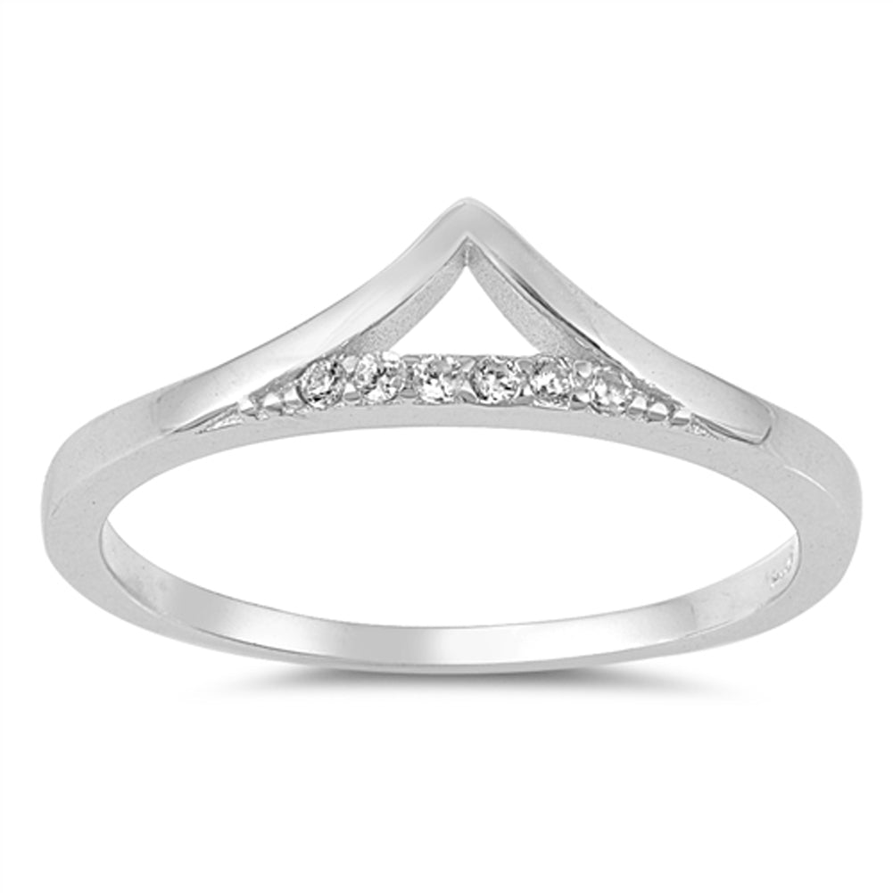 Pointed White CZ Chevron Thumb Ring New .925 Sterling Silver Band Sizes 4-10