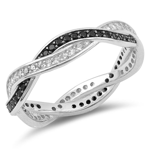 Black CZ Micro Pave Infinity Knot Ring New .925 Sterling Silver Band Sizes 5-10