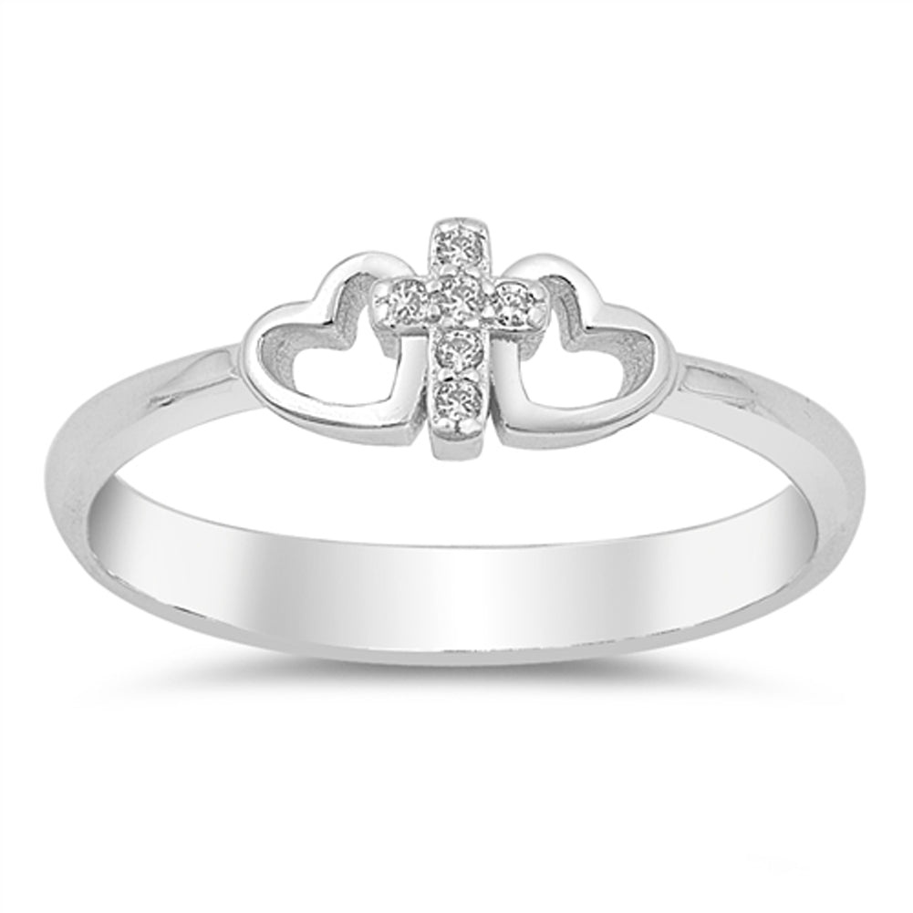 Clear CZ Cross Infinity Heart Promise Ring .925 Sterling Silver Band Sizes 4-10