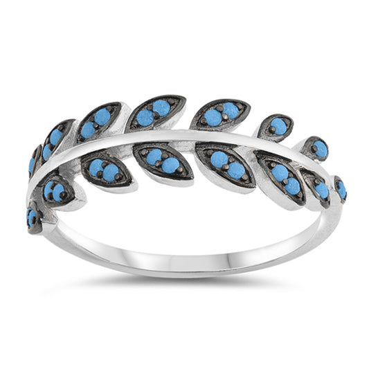 Turquoise Leaf Vine Nature Thumb Ring New .925 Sterling Silver Band Sizes 5-10