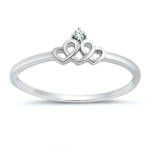 Clear CZ Infinity Heart Knot Promise Ring .925 Sterling Silver Band Sizes 4-10