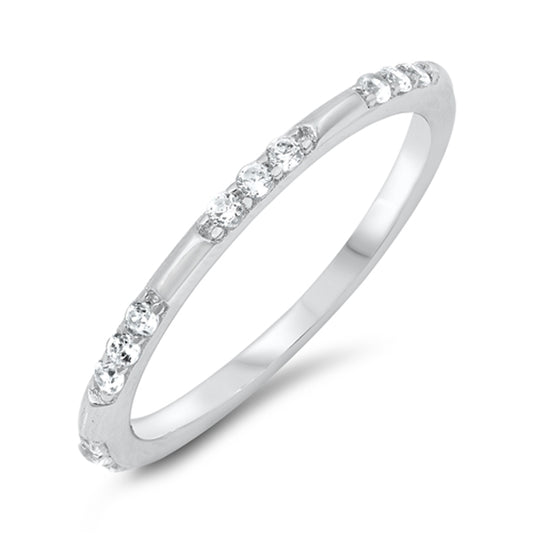 White CZ Modern Wedding Ring New .925 Sterling Silver Band Sizes 4-10