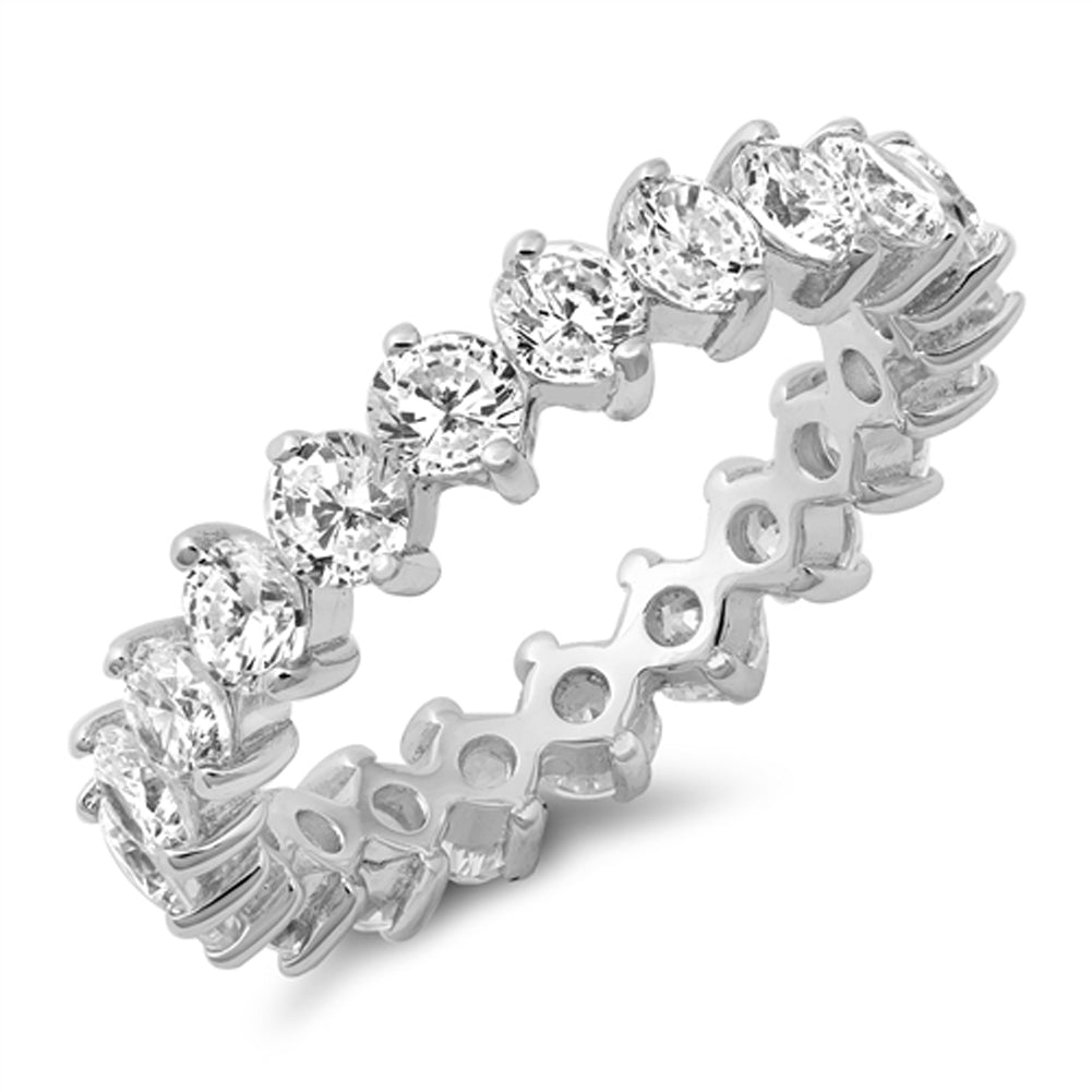 Clear CZ Eternity Promise Ring New .925 Sterling Silver Band Sizes 5-10