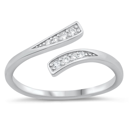 Clear CZ Classic Elegant Wrap Ring New .925 Sterling Silver Band Sizes 4-10