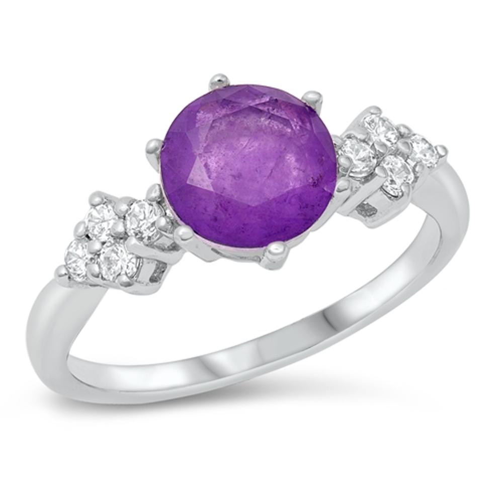 Classic Circle Promise Ring Milky Purple CZ .925 Sterling Silver Band Sizes 4-10