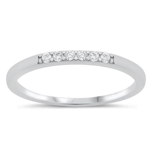 Dainty Studded Stacking Promise Ring New .925 Sterling Silver Band Sizes 4-10