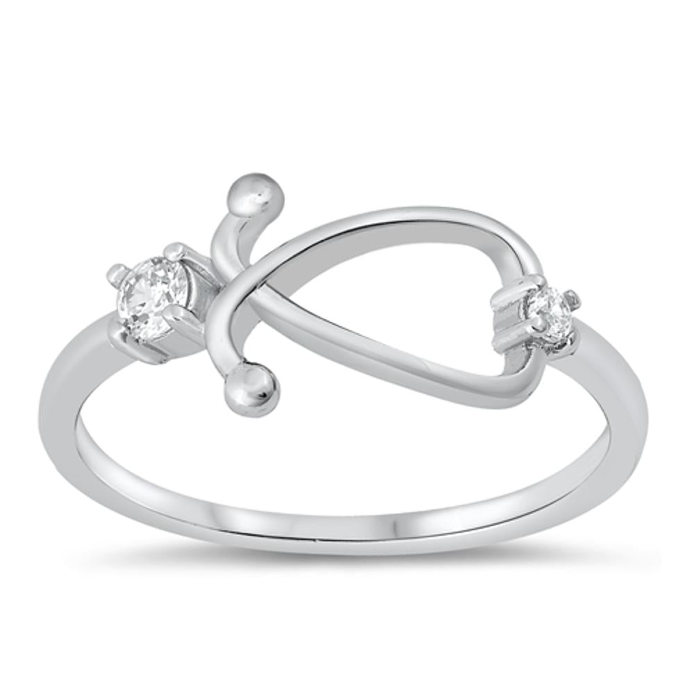 Clear CZ Love Knot Ribbon Wholesale Ring .925 Sterling Silver Band Sizes 4-10