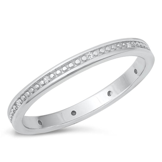 Eternity White CZ Promise Stacking Ring New .925 Sterling Silver Band Sizes 4-10